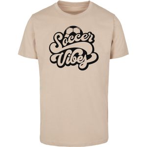 F4NT4STIC Shirt 'Soccer Vibes Typography Sporty Graphic'  sand / zwart