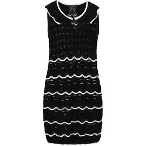 faina Gebreide jurk 'Fashion Look'  zwart / wit