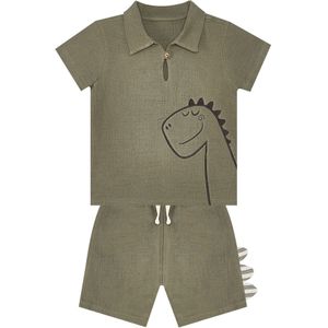 Denokids Trainingspak 'Dino Muslin'  olijfgroen