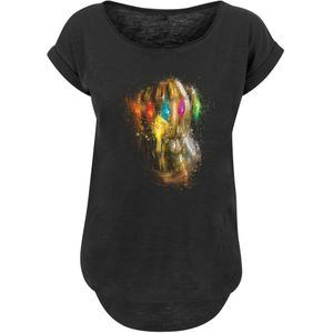 F4NT4STIC Shirt 'Marvel Avengers Endgame Infinity Gauntlet Splatter'  blauw / geel / rood / zwart