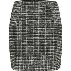 Cream - Rokken - Grijs - Zwart Wit Boucle Ruit Rok