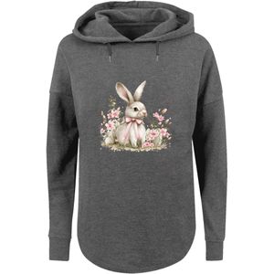 F4NT4STIC Sweatshirt 'Niedlicher Osterhase mit Blumen'  donkergrijs / groen / pink