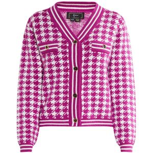 faina Gebreid vest  fuchsia / wit
