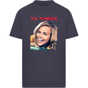 F4NT4STIC Shirt 'TV Times Honor Blackman 1964 Cover'  nude / donkerblauw / lichtbruin / rood
