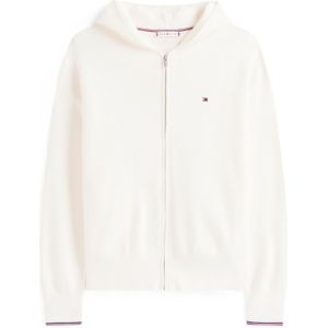 TOMMY HILFIGER - Sweatvest - Wolwit - Capuchon - Effen