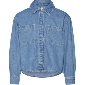 VERO MODA - Denim Overhemd - Blauw - Katoen - Lange Mouwen