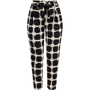faina Bandplooibroek  zwart / offwhite