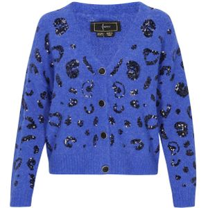 faina Gebreid vest 'Fashion Look'  blauw / zwart