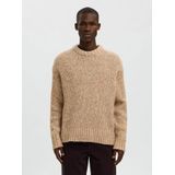 SELECTED Trui  lichtbruin / wolwit