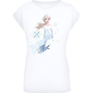 F4NT4STIC Shirt 'Disney Frozen 2 Elsa Nokk Silhouette'  beige / blauw / lichtblauw / wit