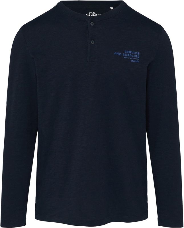 T-shirt - Relaxed Henley - Vlamgarentextuur - Casual Regular Fit