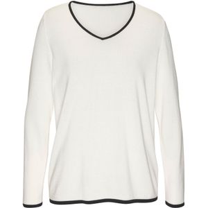 Vivance - Trui - Wit/Zwart - V-hals - Lange Mouwen - Casual