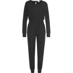 Lascana - Jumpsuit - Zwart - Lange Mouwen - Knoopsluiting