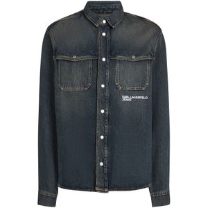 KARL LAGERFELD JEANS Overhemd  donkerblauw / wit