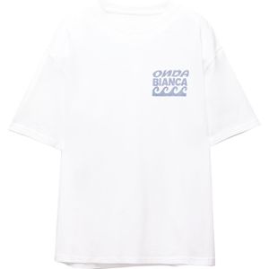 Pull&Bear Shirt 'MARE MOSAICO'  saffier / wit