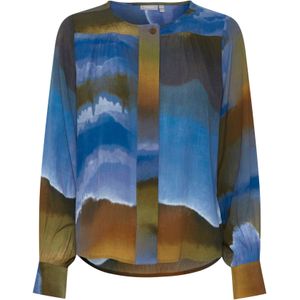 Fransa Blouse 'Rebekka'  blauw / hemelsblauw / kaki / olijfgroen
