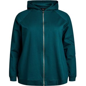 Zizzi Sweatvest 'Ani'  smaragd / wit