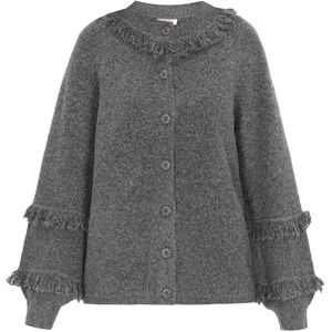 IZIA Gebreid vest  grijs gemêleerd