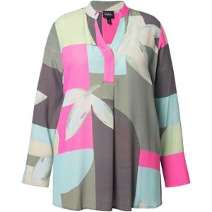Ulla Popken Tuniek  kaki / pastelgroen / neonroze