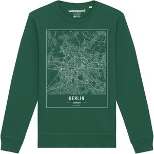 Watapparel Sweatshirt 'City maps Berlin Landkarte'  groen / donkergroen / wit