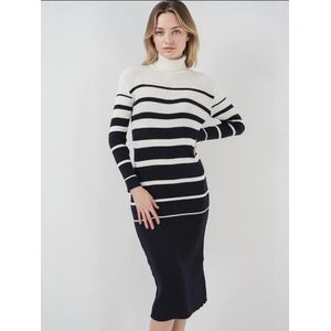 Bigdart Gebreide jurk  zwart / wit