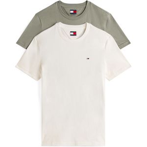 Tommy Jeans - T-shirt - Ecru - 2 Pack - Slanke Pasvorm - Kwartmouw