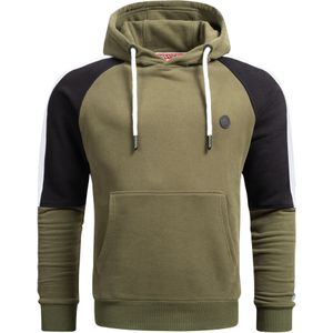 Alessandro Salvarini Sweatshirt 'Felippe'  olijfgroen / zwart / wit