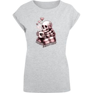 F4NT4STIC Shirt 'Cozy Winter Skelett'  grijs / oudroze / pastelroze / zwart