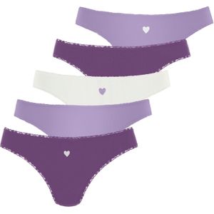 Slips - Paars/Lila/Crème - Katoen - Aansluitend met Kant