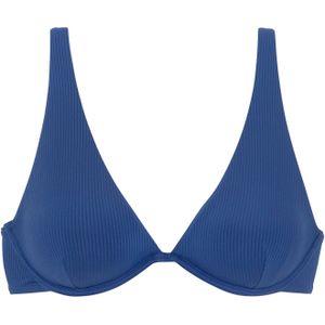 Look - Structuurpatroon - Beugelbikini - Blauw - Met Sluiting Achter