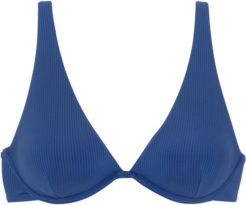 Look - Structuurpatroon - Beugelbikini - Blauw - Met Sluiting Achter