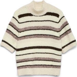 VERO MODA Trui 'VMNovah'  chocoladebruin / taupe / wolwit