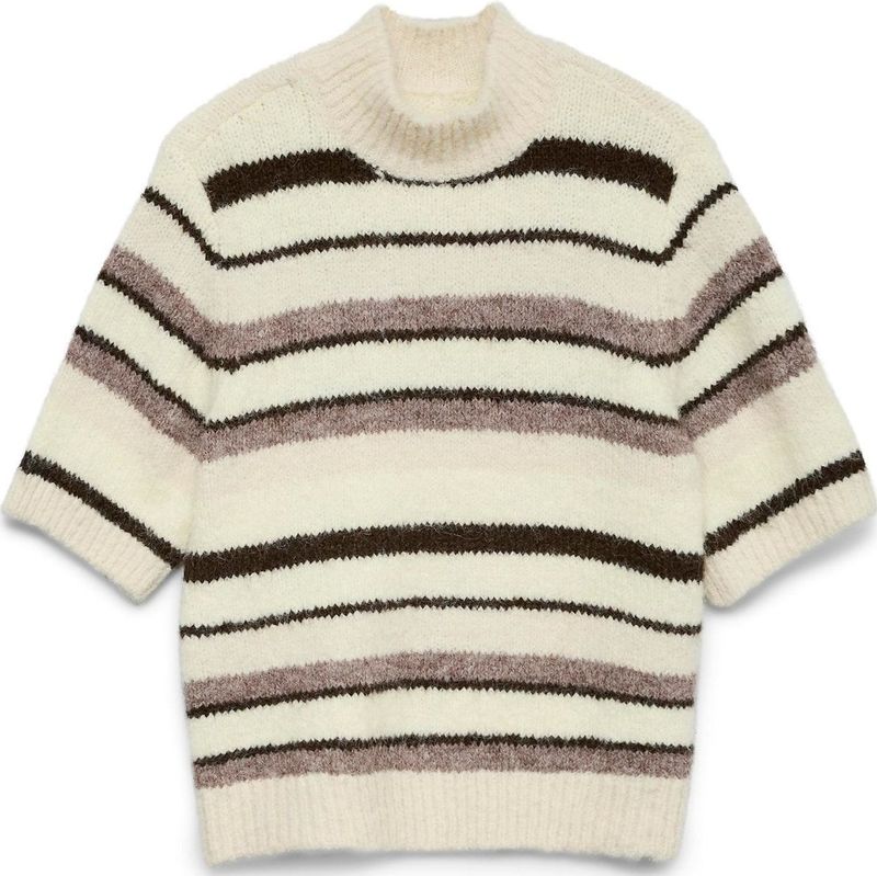 VERO MODA Trui 'VMNovah'  chocoladebruin / taupe / wolwit