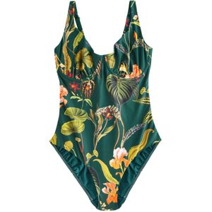 Next Badpak 'Tummy Control'  olijfgroen / donkergroen / donkerlila / oranje