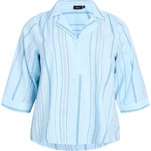 Zizzi Blouse 'EMILIO'  beige / blauw / lichtblauw / wit