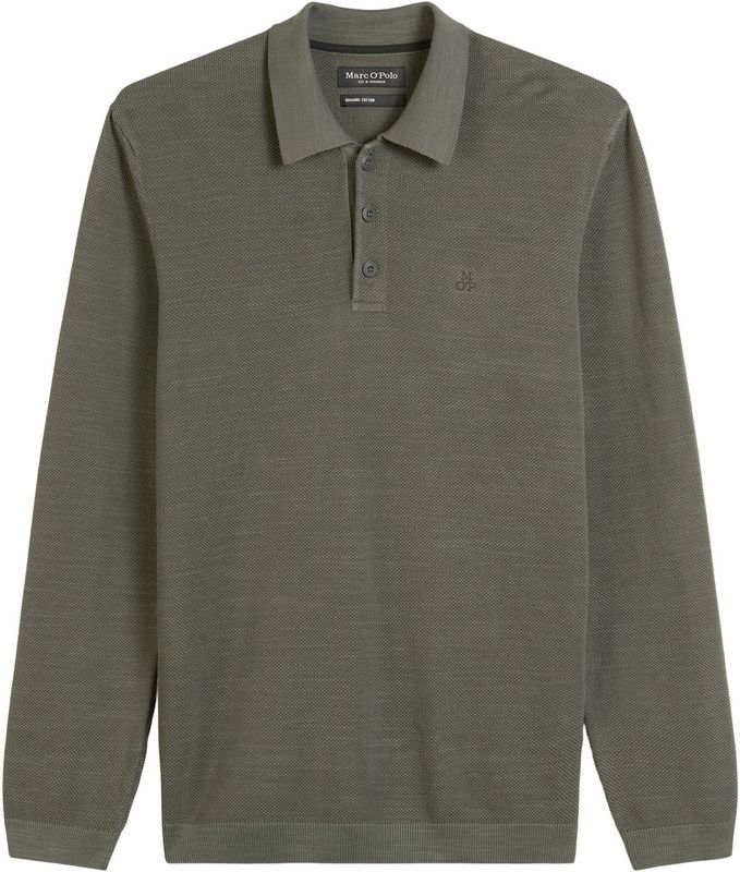 Marc O'Polo - Shirt - Kaki - Lange Mouw - Polokraag