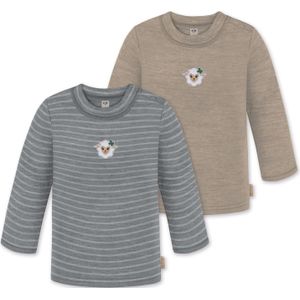 normani Shirt 'Taupo'  donkerbeige / donkergrijs / smaragd / wit