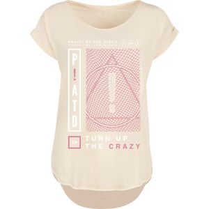 F4NT4STIC Shirt 'Panic At The Disco Turn Up The Crazy'  lichtbeige / pink / wit