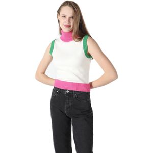 Colin's Trui  grasgroen / pink / wit