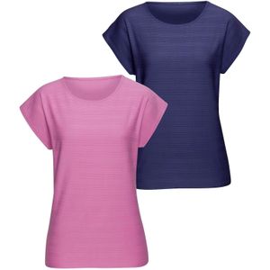 Vivance - T-shirt - Pink/Royalblauw - Katoen - Korte Mouwen