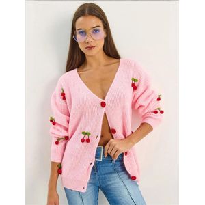 Bianco Lucci Gebreid vest  groen / rosa / rood