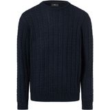 FYNCH-HATTON - Gebreide Trui - Navy - Met Kabelmotief en Wol