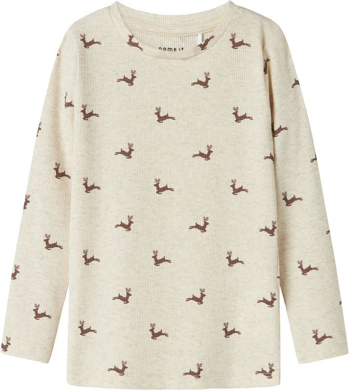 Top - Ribgebreid - Lange Mouwen - All-over Print - Slim Fit