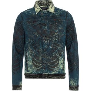 CIPO & BAXX Tussenjas  donkerblauw / bruin / groen