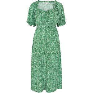 Apricot - Jurk - Groen - 3/4 Lengte - Pofmouwen - Knoopsluiting - Gestippeld