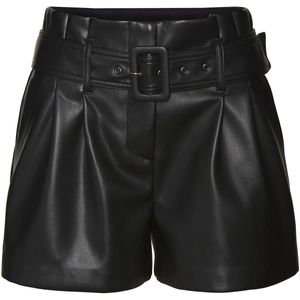 Zwart - Korte Broek - Kunstleer - Steekzakken - Ruimvallend