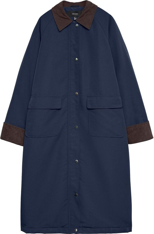 Vmsilja - Jas - Lang - Tussenjas - Gespreide Kraag - Drukknoop en Ritssluiting