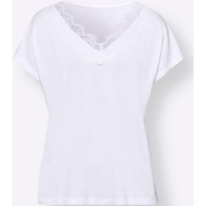 T-shirt - Wit - 95% Viscose 5% Elastaan - V-hals Korte Mouwen