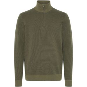 BLEND Trui ' BHBAAL HALF ZIPP KNIT '  olijfgroen