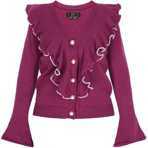 faina Gebreid vest  beige / pruim